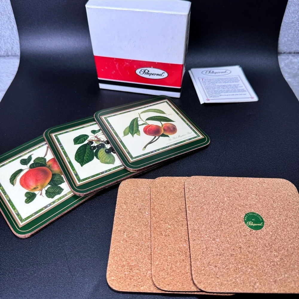 Pimpernel Hooker's Fruits Coasters Set 6 RHS Botanical Made England Boxed